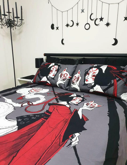 HELLS BLANKETS Kitsune Horrors | QUEEN QUILT SET - Image 6