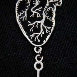 ECTOGASM Heart & Key [Silver & Black] | ENAMEL PIN