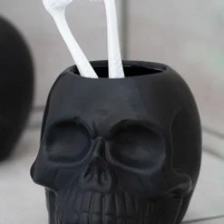 GOTHIC GIFTS Black Skull | TOOTHBRUSH HOLDER