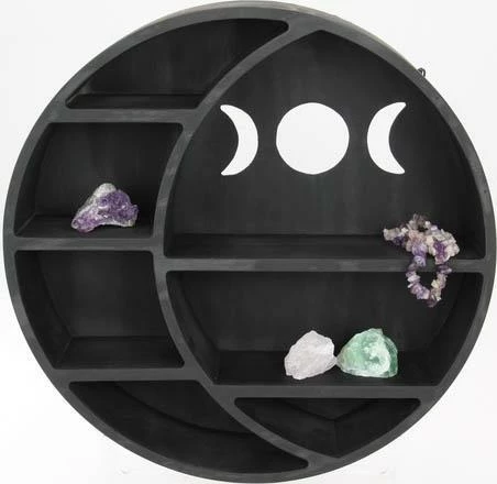 GOTHIC GIFTS Round Triple Moon | HANGING SHELF