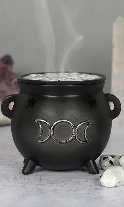 GOTHIC GIFTS Triple Moon Cauldron | INCENSE CONE HOLDER