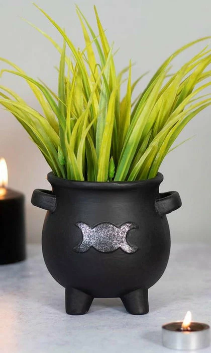 GOTHIC GIFTS Triple Moon | CAULDRON PLANT POT