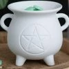 GOTHIC GIFTS White Pentagram Cauldron | OIL BURNER